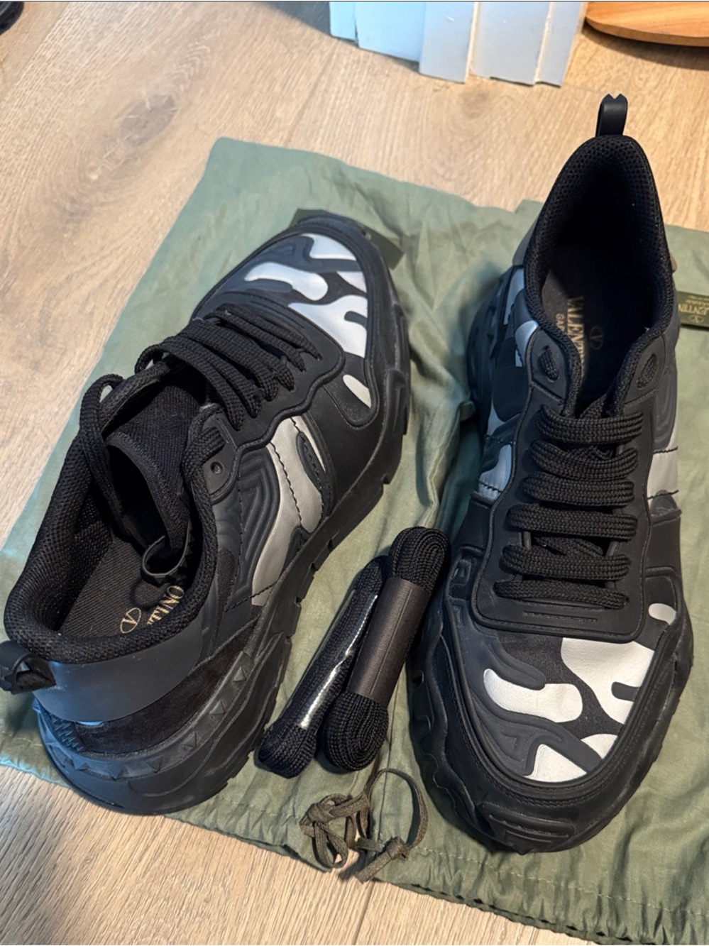 Black & Gray Camouflage Chunky Sneakers